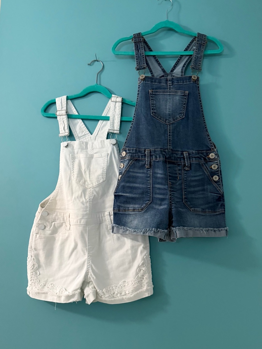 SO White and Dark Blue Girls Short Overalls Lot Size 12